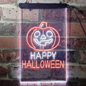 ADVPRO Happy Halloween Pumpkin  Dual Color LED Neon Sign st6-i3377 - White & Orange