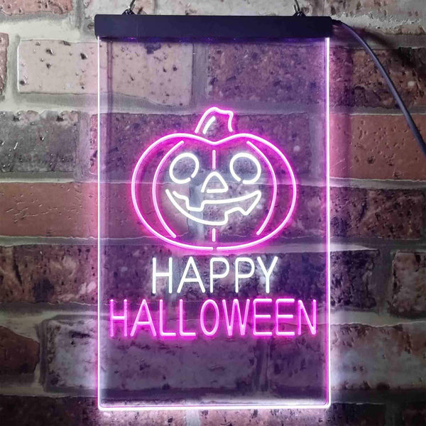 ADVPRO Happy Halloween Pumpkin  Dual Color LED Neon Sign st6-i3377 - White & Purple