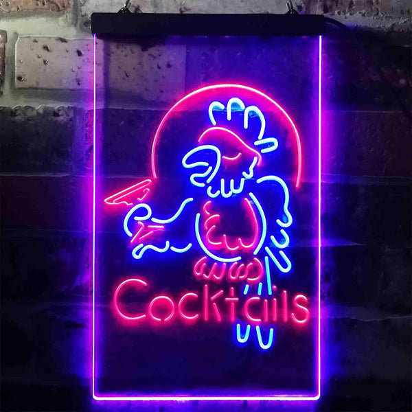 ADVPRO Cocktails Parrot Bar Beer  Dual Color LED Neon Sign st6-i3390 - Blue & Red