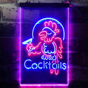 ADVPRO Cocktails Parrot Bar Beer  Dual Color LED Neon Sign st6-i3390 - Red & Blue