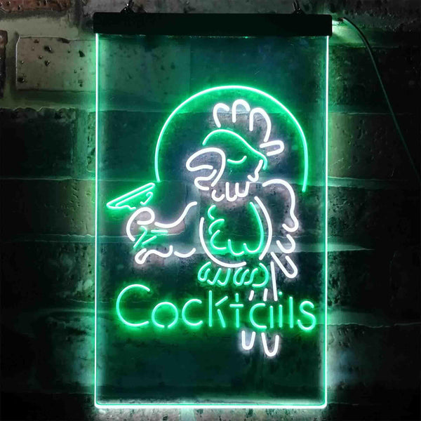 ADVPRO Cocktails Parrot Bar Beer  Dual Color LED Neon Sign st6-i3390 - White & Green