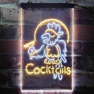 ADVPRO Cocktails Parrot Bar Beer  Dual Color LED Neon Sign st6-i3390 - White & Yellow