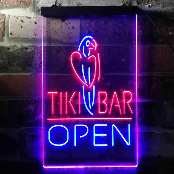 ADVPRO Tiki Bar Open Parrot  Dual Color LED Neon Sign st6-i3399 - Blue & Red