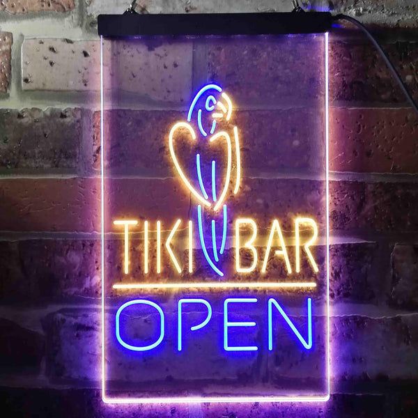 ADVPRO Tiki Bar Open Parrot  Dual Color LED Neon Sign st6-i3399 - Blue & Yellow