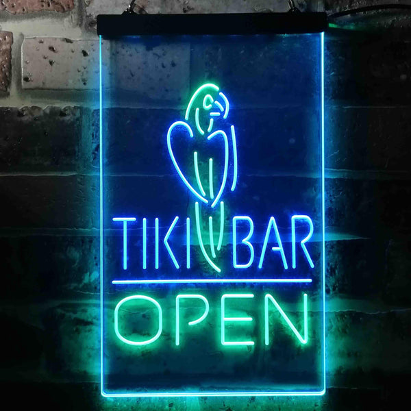 ADVPRO Tiki Bar Open Parrot  Dual Color LED Neon Sign st6-i3399 - Green & Blue