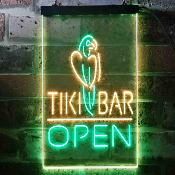 ADVPRO Tiki Bar Open Parrot  Dual Color LED Neon Sign st6-i3399 - Green & Yellow
