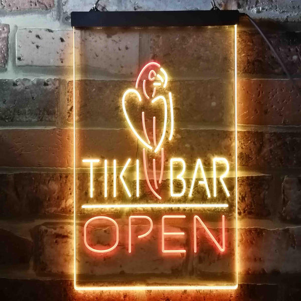 ADVPRO Tiki Bar Open Parrot  Dual Color LED Neon Sign st6-i3399 - Red & Yellow