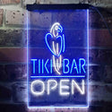 ADVPRO Tiki Bar Open Parrot  Dual Color LED Neon Sign st6-i3399 - White & Blue