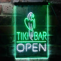 ADVPRO Tiki Bar Open Parrot  Dual Color LED Neon Sign st6-i3399 - White & Green
