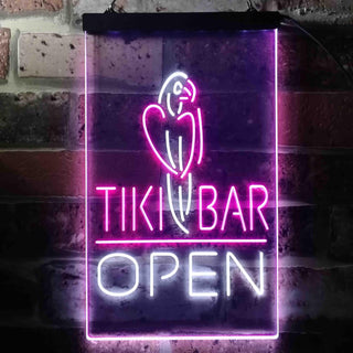 ADVPRO Tiki Bar Open Parrot  Dual Color LED Neon Sign st6-i3399 - White & Purple