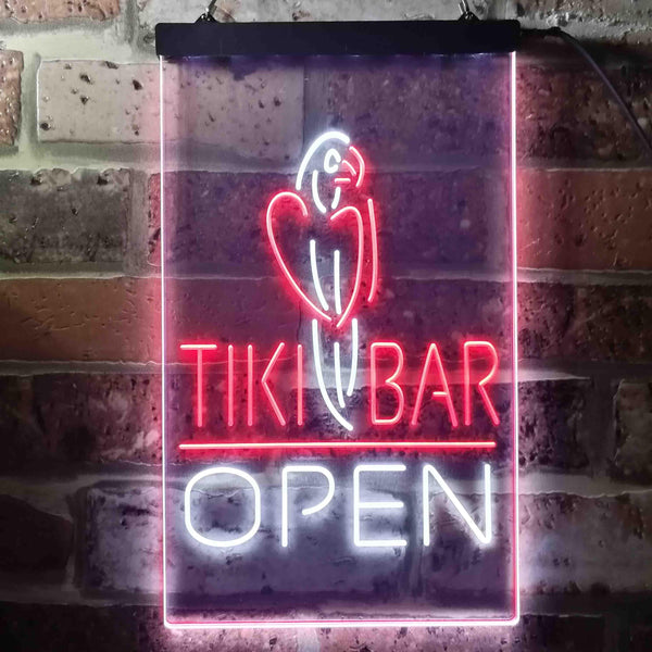 ADVPRO Tiki Bar Open Parrot  Dual Color LED Neon Sign st6-i3399 - White & Red
