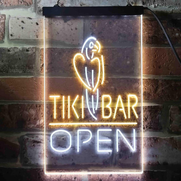 ADVPRO Tiki Bar Open Parrot  Dual Color LED Neon Sign st6-i3399 - White & Yellow