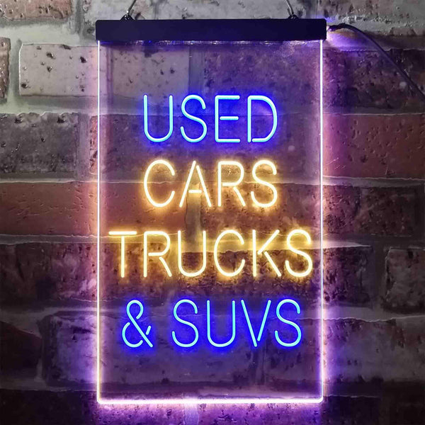 ADVPRO Used Cars Trucks SUVs Garage  Dual Color LED Neon Sign st6-i3402 - Blue & Yellow