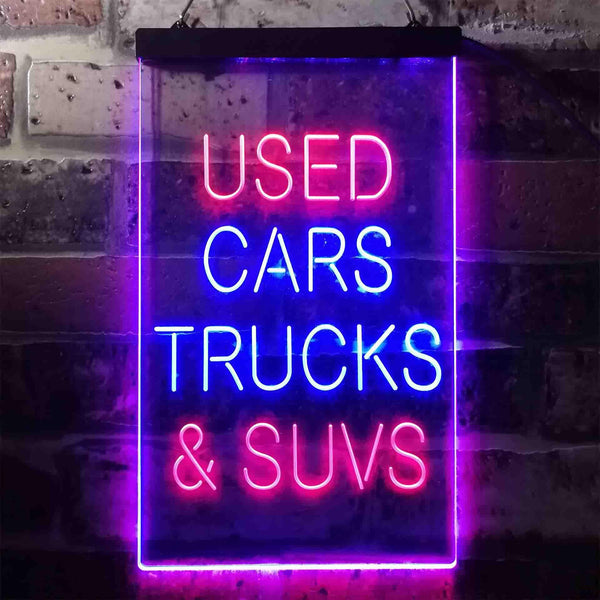 ADVPRO Used Cars Trucks SUVs Garage  Dual Color LED Neon Sign st6-i3402 - Red & Blue