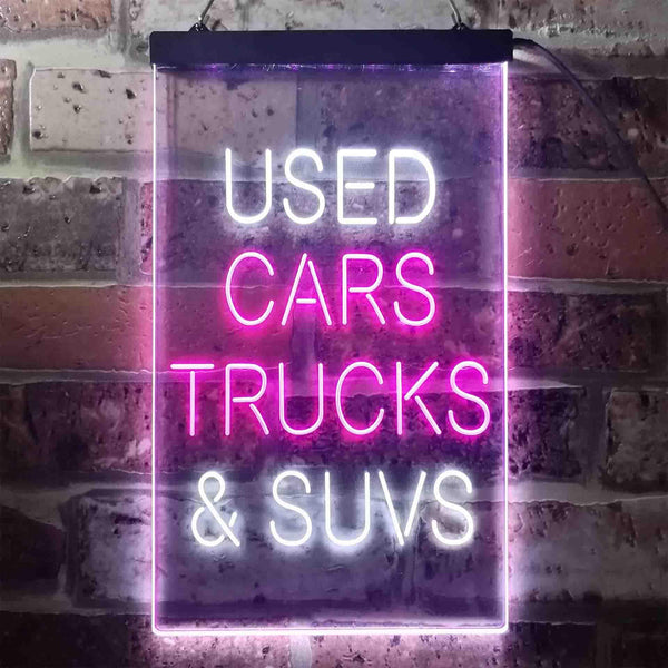 ADVPRO Used Cars Trucks SUVs Garage  Dual Color LED Neon Sign st6-i3402 - White & Purple