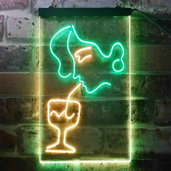 ADVPRO Women Drinking Cocktails Bar  Dual Color LED Neon Sign st6-i3403 - Green & Yellow