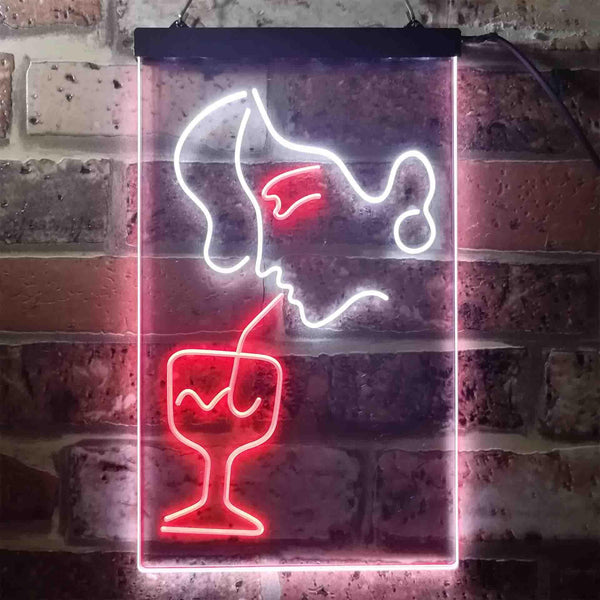 ADVPRO Women Drinking Cocktails Bar  Dual Color LED Neon Sign st6-i3403 - White & Red