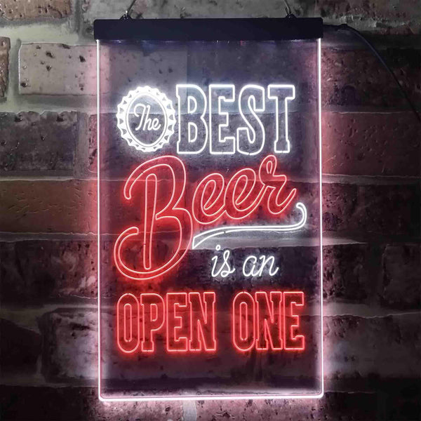 ADVPRO Best Beer is an Open One Bar  Dual Color LED Neon Sign st6-i3407 - White & Red