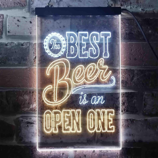 ADVPRO Best Beer is an Open One Bar  Dual Color LED Neon Sign st6-i3407 - White & Yellow