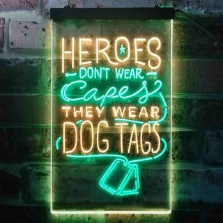 ADVPRO Heroes Don't Wear Caps Wear Dog Tags Lover  Dual Color LED Neon Sign st6-i3411 - Green & Yellow