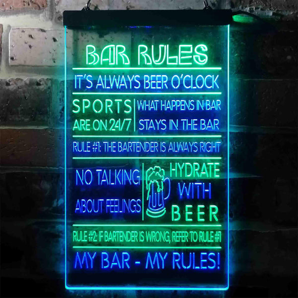 ADVPRO My Bar My Rules Man Cave Home Bar Beer Decor  Dual Color LED Neon Sign st6-i3414 - Green & Blue