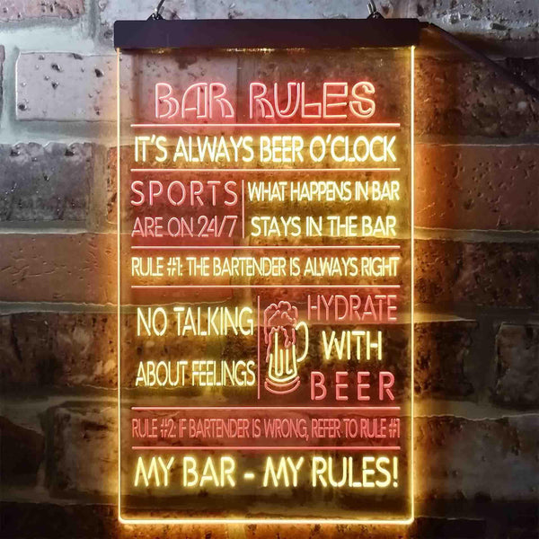 ADVPRO My Bar My Rules Man Cave Home Bar Beer Decor  Dual Color LED Neon Sign st6-i3414 - Red & Yellow