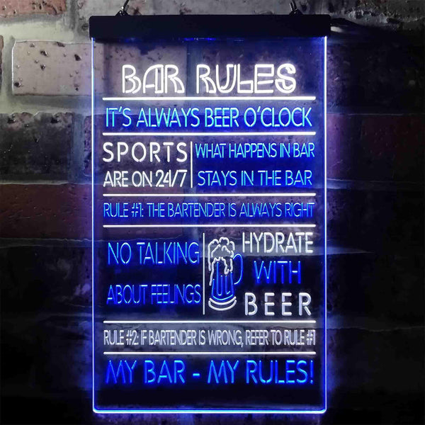 ADVPRO My Bar My Rules Man Cave Home Bar Beer Decor  Dual Color LED Neon Sign st6-i3414 - White & Blue
