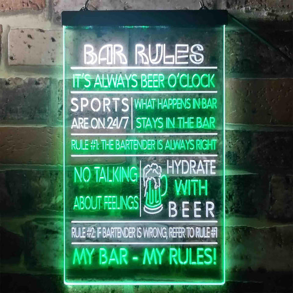 ADVPRO My Bar My Rules Man Cave Home Bar Beer Decor  Dual Color LED Neon Sign st6-i3414 - White & Green