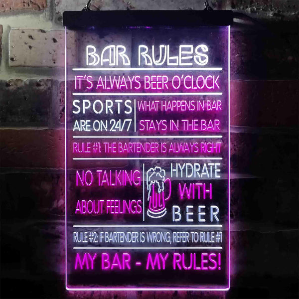 ADVPRO My Bar My Rules Man Cave Home Bar Beer Decor  Dual Color LED Neon Sign st6-i3414 - White & Purple