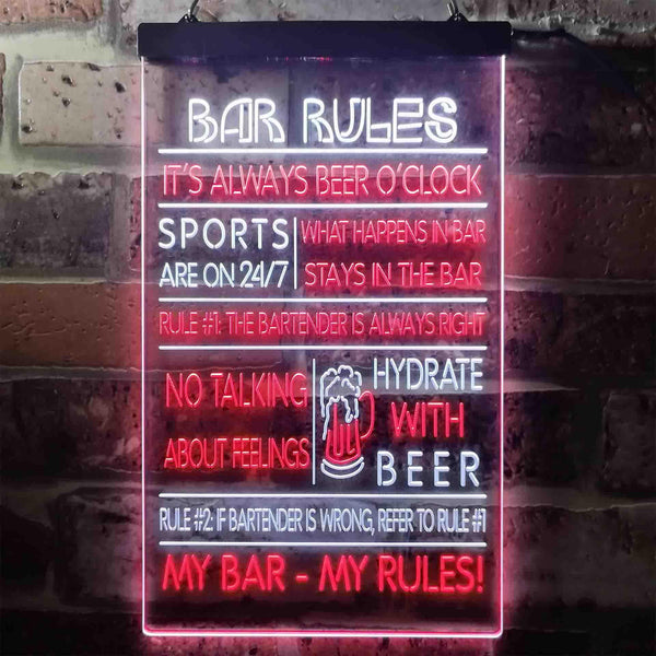 ADVPRO My Bar My Rules Man Cave Home Bar Beer Decor  Dual Color LED Neon Sign st6-i3414 - White & Red
