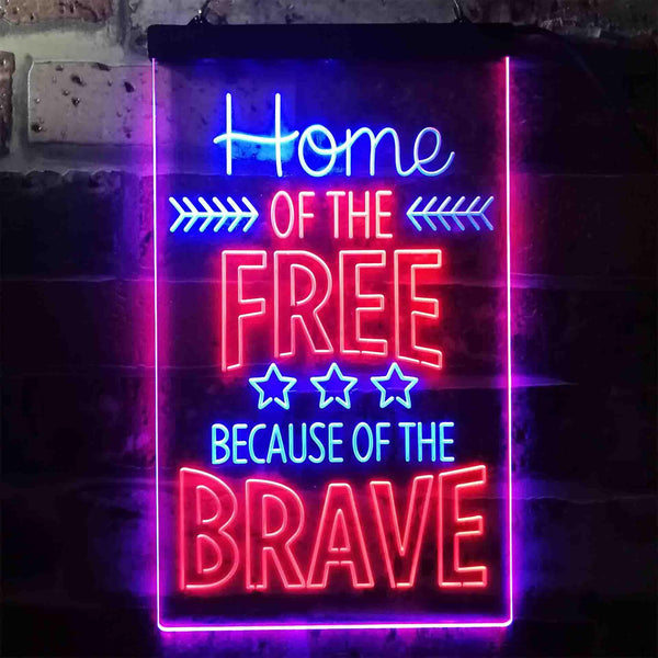 ADVPRO Home of The Free Because of The Brave US Army Marine  Dual Color LED Neon Sign st6-i3415 - Blue & Red