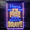 ADVPRO Home of The Free Because of The Brave US Army Marine  Dual Color LED Neon Sign st6-i3415 - Blue & Yellow