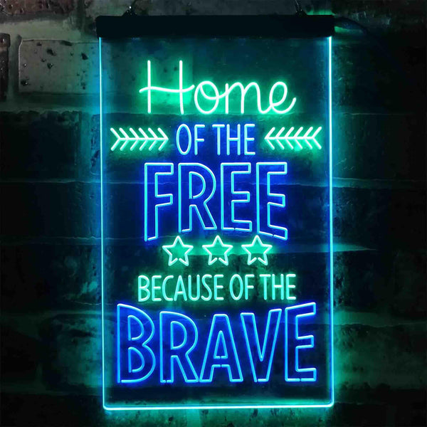 ADVPRO Home of The Free Because of The Brave US Army Marine  Dual Color LED Neon Sign st6-i3415 - Green & Blue