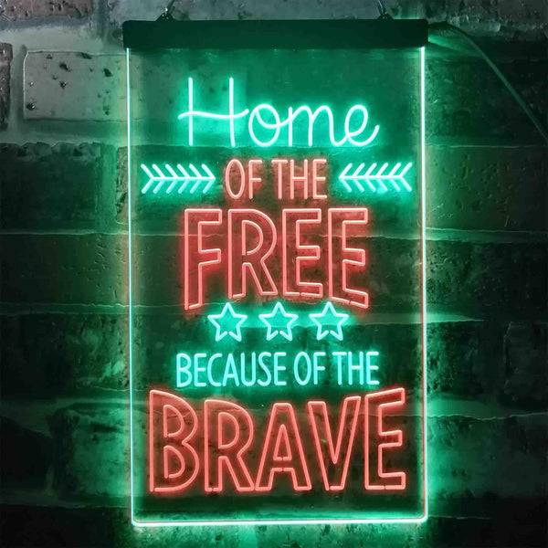 ADVPRO Home of The Free Because of The Brave US Army Marine  Dual Color LED Neon Sign st6-i3415 - Green & Red