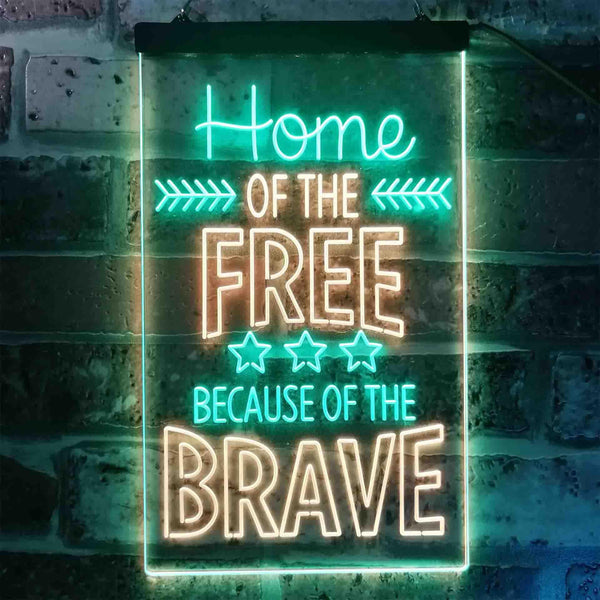 ADVPRO Home of The Free Because of The Brave US Army Marine  Dual Color LED Neon Sign st6-i3415 - Green & Yellow