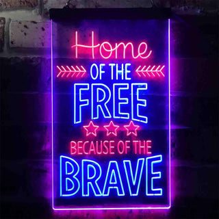 ADVPRO Home of The Free Because of The Brave US Army Marine  Dual Color LED Neon Sign st6-i3415 - Red & Blue