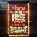 ADVPRO Home of The Free Because of The Brave US Army Marine  Dual Color LED Neon Sign st6-i3415 - Red & Yellow