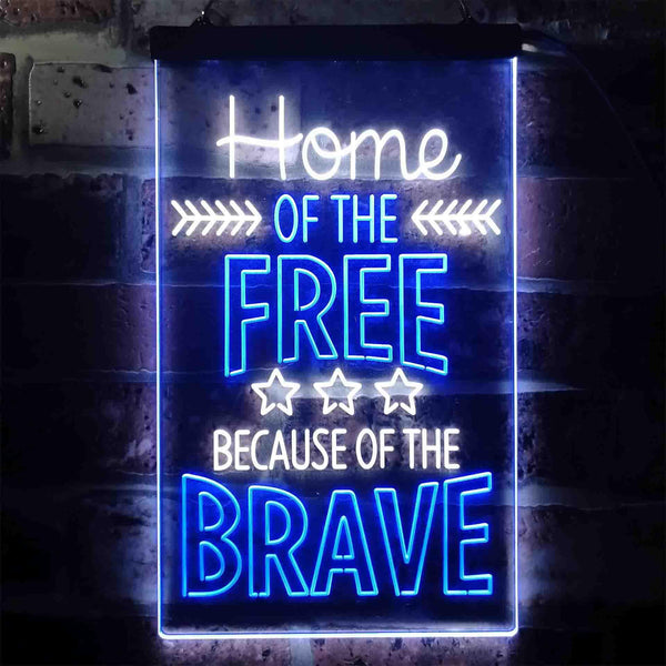 ADVPRO Home of The Free Because of The Brave US Army Marine  Dual Color LED Neon Sign st6-i3415 - White & Blue