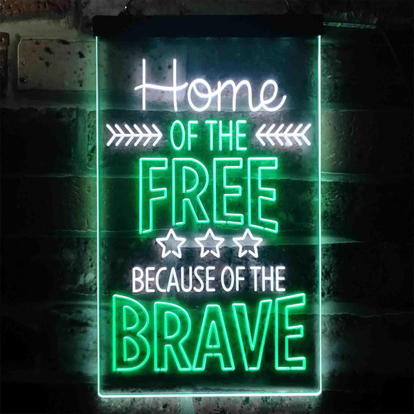 ADVPRO Home of The Free Because of The Brave US Army Marine  Dual Color LED Neon Sign st6-i3415 - White & Green