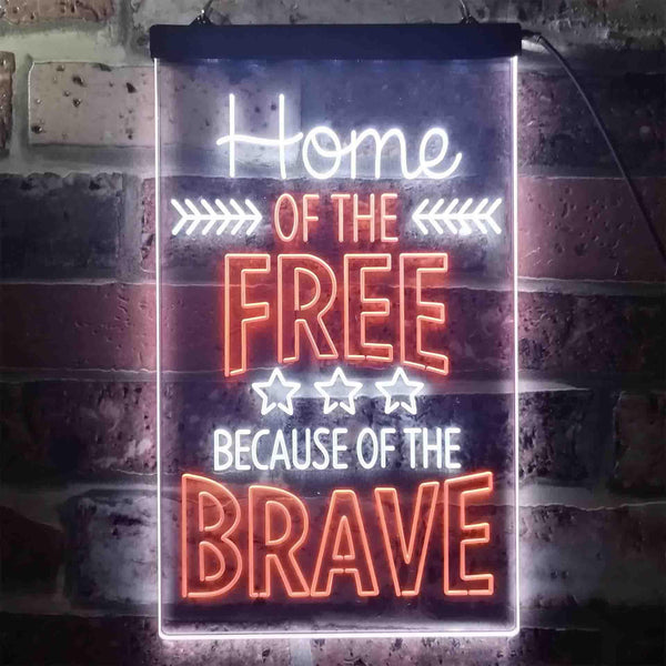 ADVPRO Home of The Free Because of The Brave US Army Marine  Dual Color LED Neon Sign st6-i3415 - White & Orange