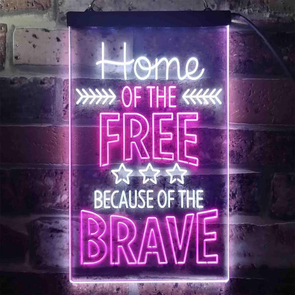 ADVPRO Home of The Free Because of The Brave US Army Marine  Dual Color LED Neon Sign st6-i3415 - White & Purple