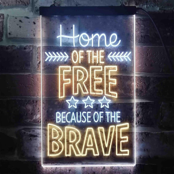 ADVPRO Home of The Free Because of The Brave US Army Marine  Dual Color LED Neon Sign st6-i3415 - White & Yellow
