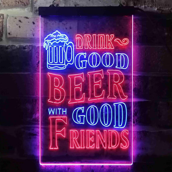 ADVPRO Drink Good Beer with Good Friends Bar  Dual Color LED Neon Sign st6-i3416 - Blue & Red