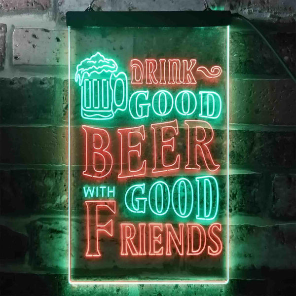 ADVPRO Drink Good Beer with Good Friends Bar  Dual Color LED Neon Sign st6-i3416 - Green & Red