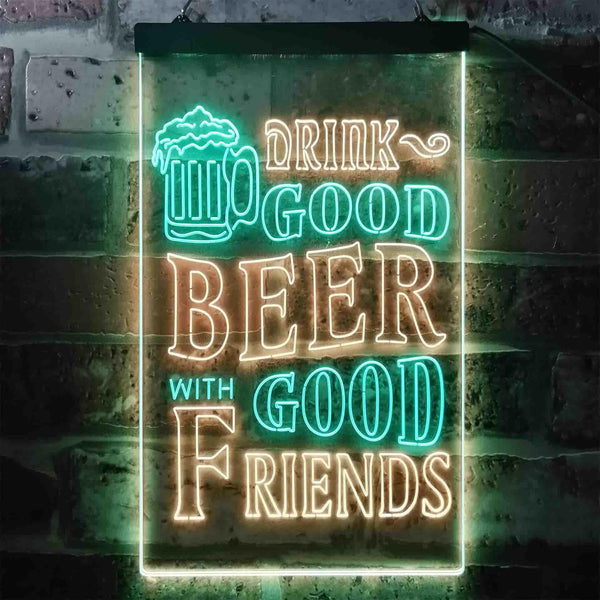 ADVPRO Drink Good Beer with Good Friends Bar  Dual Color LED Neon Sign st6-i3416 - Green & Yellow