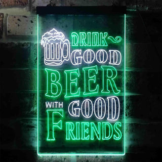 ADVPRO Drink Good Beer with Good Friends Bar  Dual Color LED Neon Sign st6-i3416 - White & Green