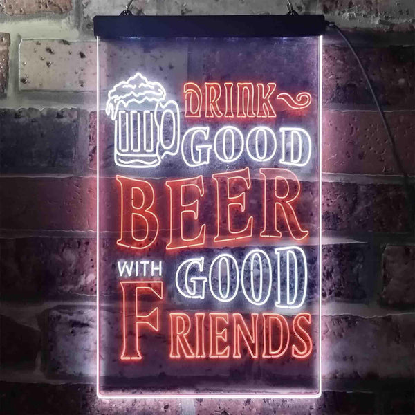 ADVPRO Drink Good Beer with Good Friends Bar  Dual Color LED Neon Sign st6-i3416 - White & Orange