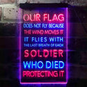 ADVPRO US Flag Flies with Soldiers Who Died Protect It  Dual Color LED Neon Sign st6-i3417 - Blue & Red