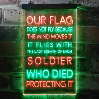 ADVPRO US Flag Flies with Soldiers Who Died Protect It  Dual Color LED Neon Sign st6-i3417 - Green & Red