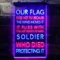 ADVPRO US Flag Flies with Soldiers Who Died Protect It  Dual Color LED Neon Sign st6-i3417 - Red & Blue